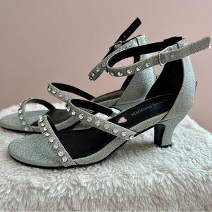 Silver Glitter Strappy Heels by Steve Madden